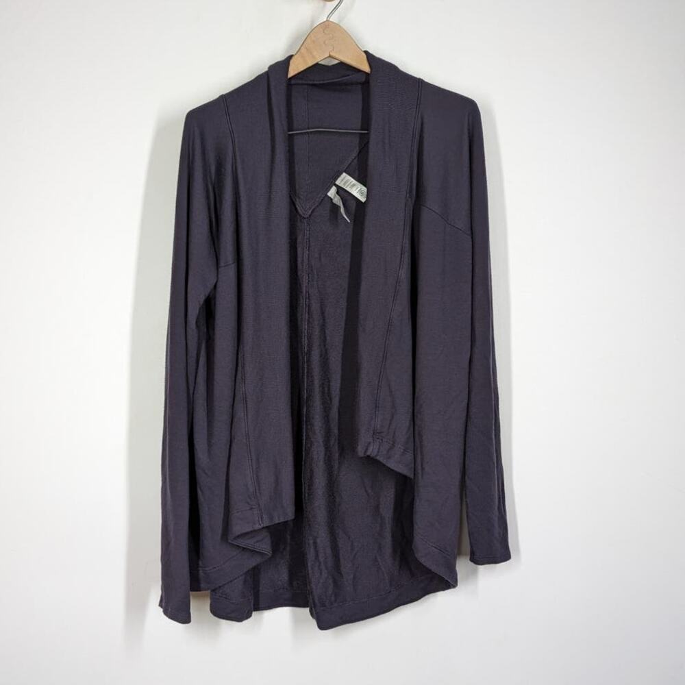 Athleta Nirvana Wrap Sweater Open Front Cardigan Medium Purple Fog Gray Preowned - Picture 2 of 6